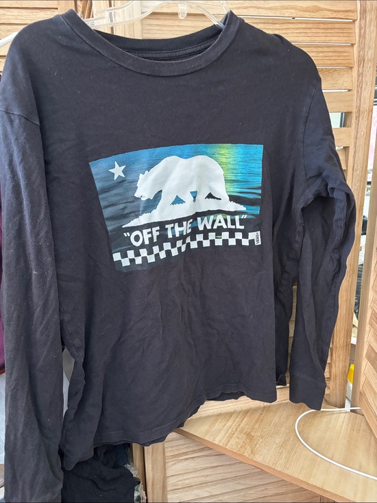 Vans Other - Vans Children’s Black Long Sleeve Tee with Blue Gradient Bear Graphic XL